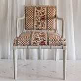 Bamboo Floral Stripe Arm Chairs, Pair