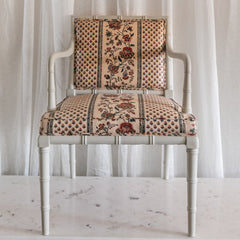 Bamboo Floral Stripe Arm Chairs, Pair