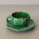 Cabbage Majolica Teacup and Saucer