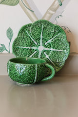 Cabbage Majolica Teacup and Saucer