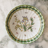Green Scallop Edge Plate with Floral