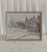 Buildings with Church Spire, Framed Original
