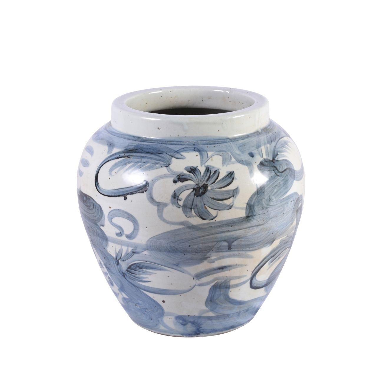 Blue and White Twisted Flower Jar