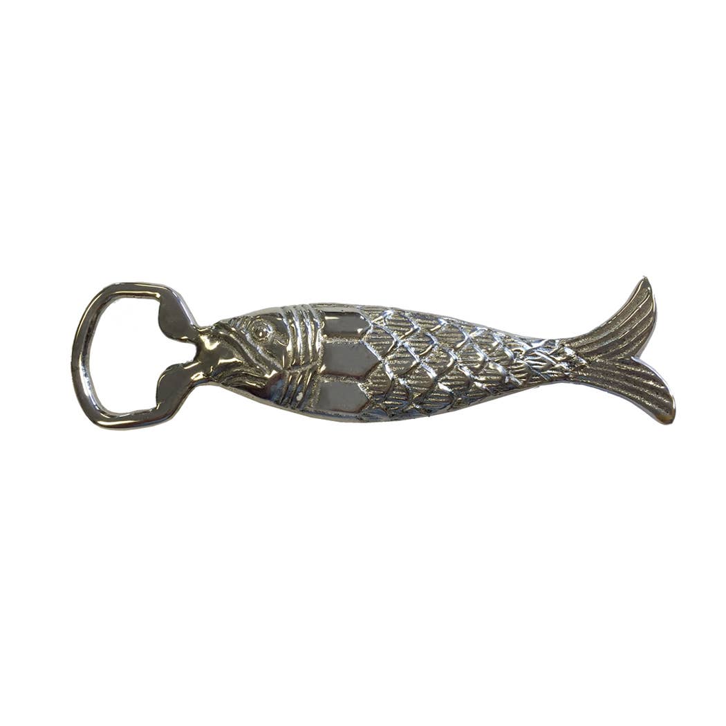 Fish Bottle Opener, Nickel-Plated Brass