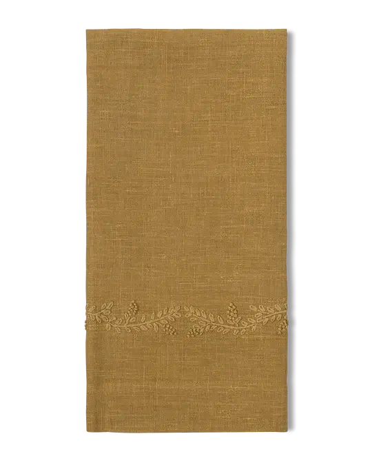 Embroidered Hand Towel, Curry