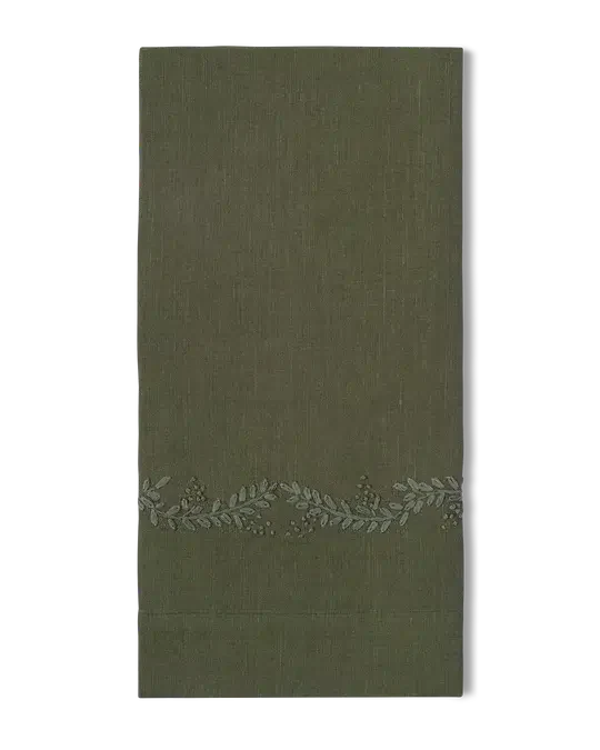 Embroidered Hand Towels, Pewter