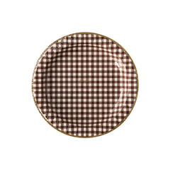 Harvest Brown Gingham Paper Plate