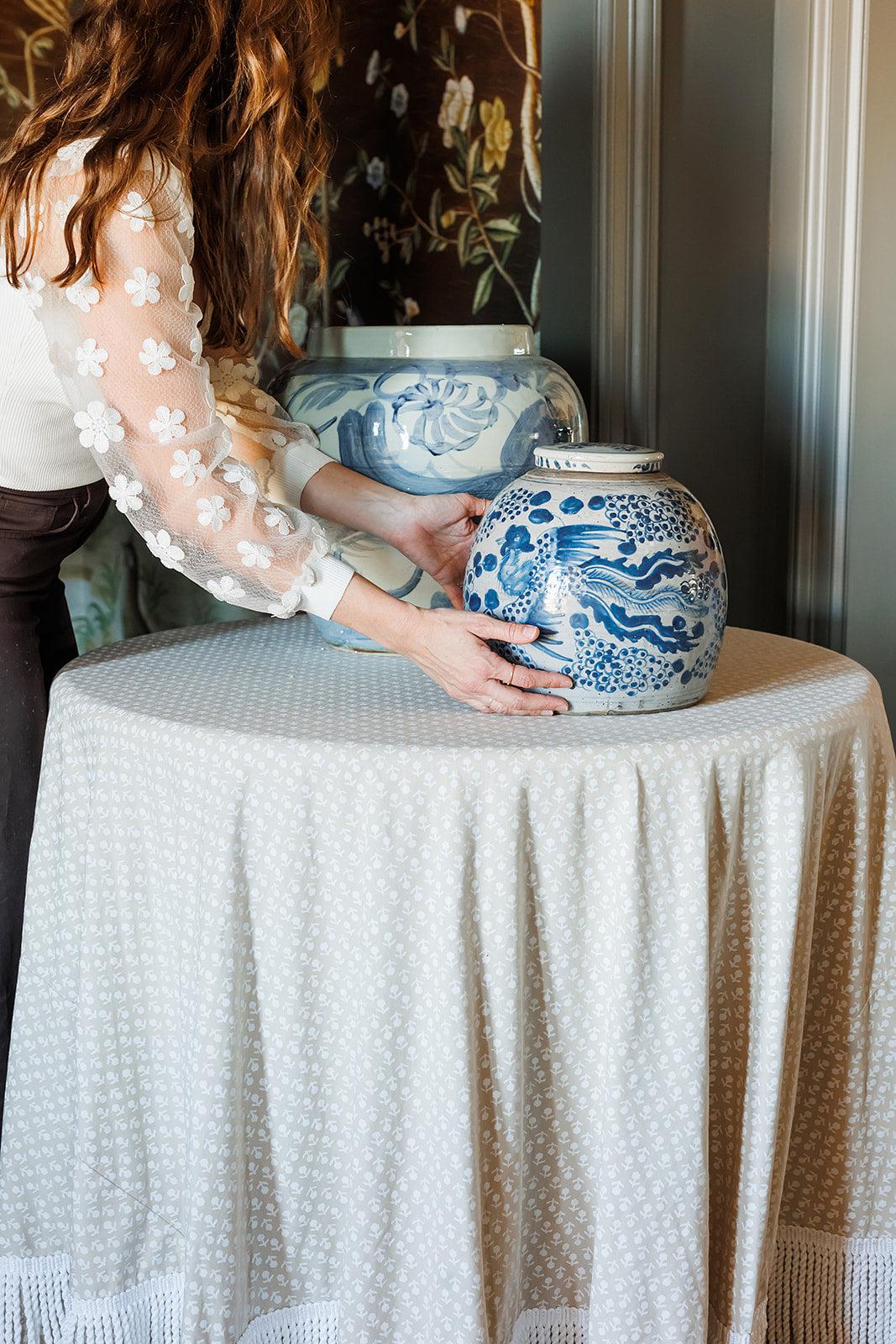 Blue and White Twisted Flower Jar