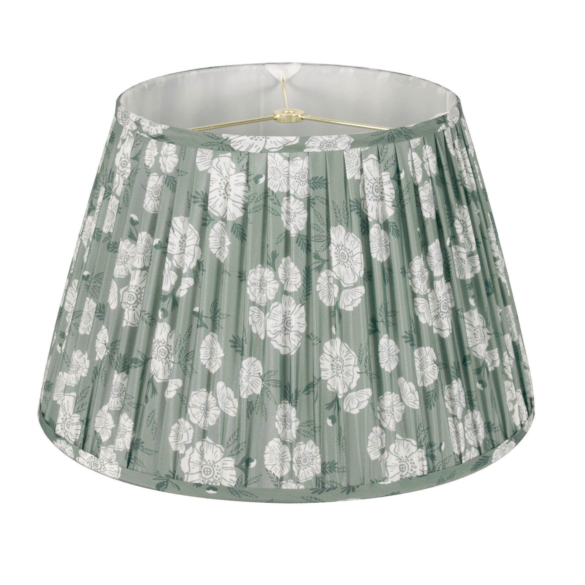 Green and White Flower Lampshade