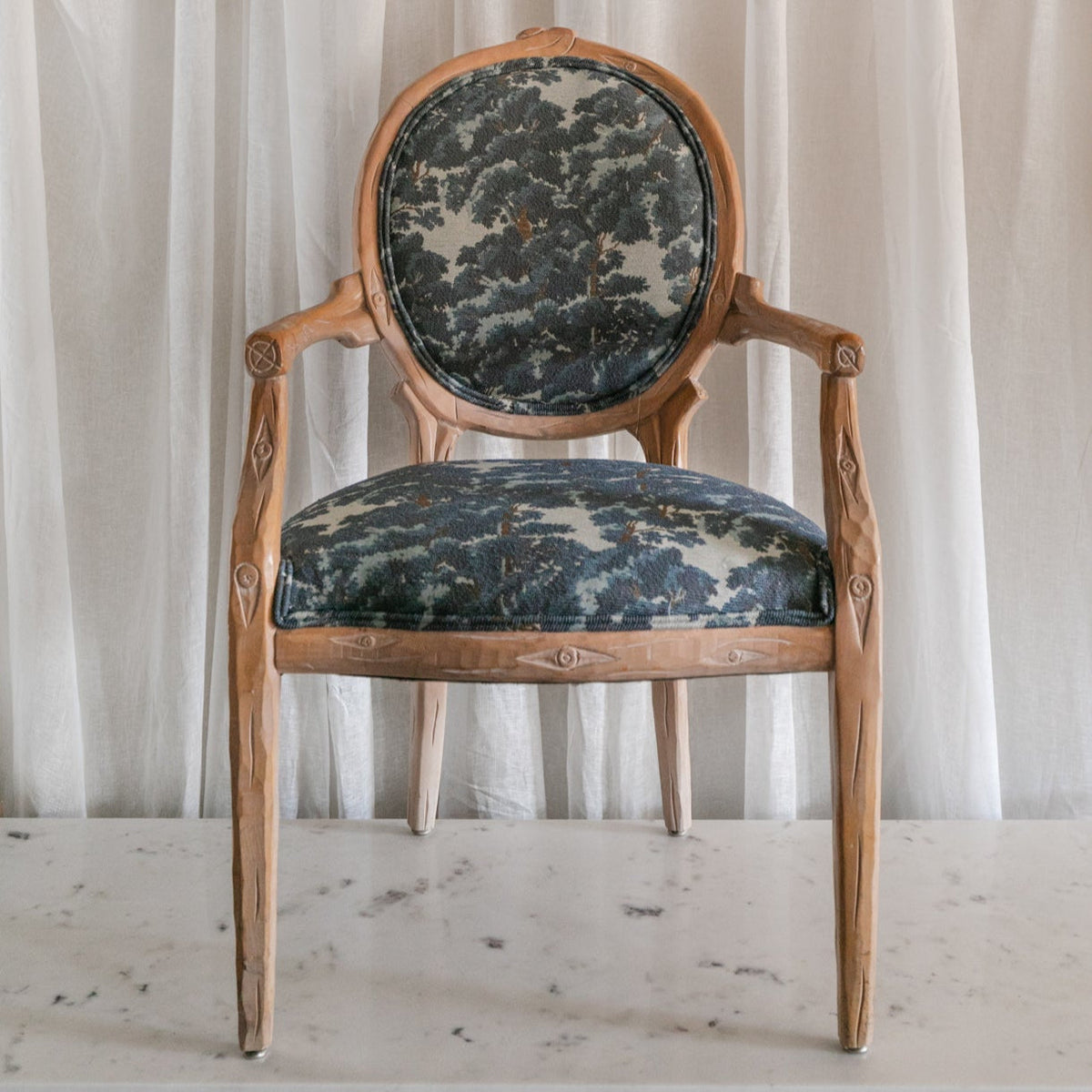 Faux Bois Arm Chairs, Pair