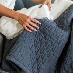 Dale Quilted Linen Bedding Collection, Steel Blue
