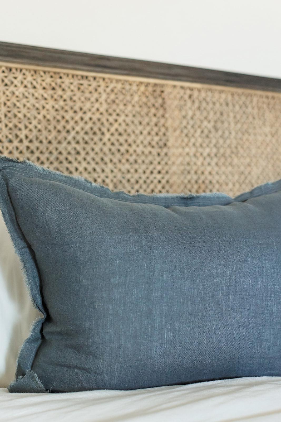 Brisbane Raw Edge Linen Bedding Collection, Steel Blue