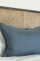 Brisbane Raw Edge Linen Bedding Collection, Steel Blue
