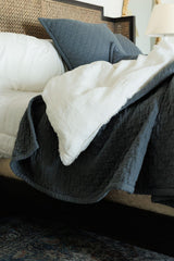 Dale Quilted Linen Bedding Collection, Steel Blue