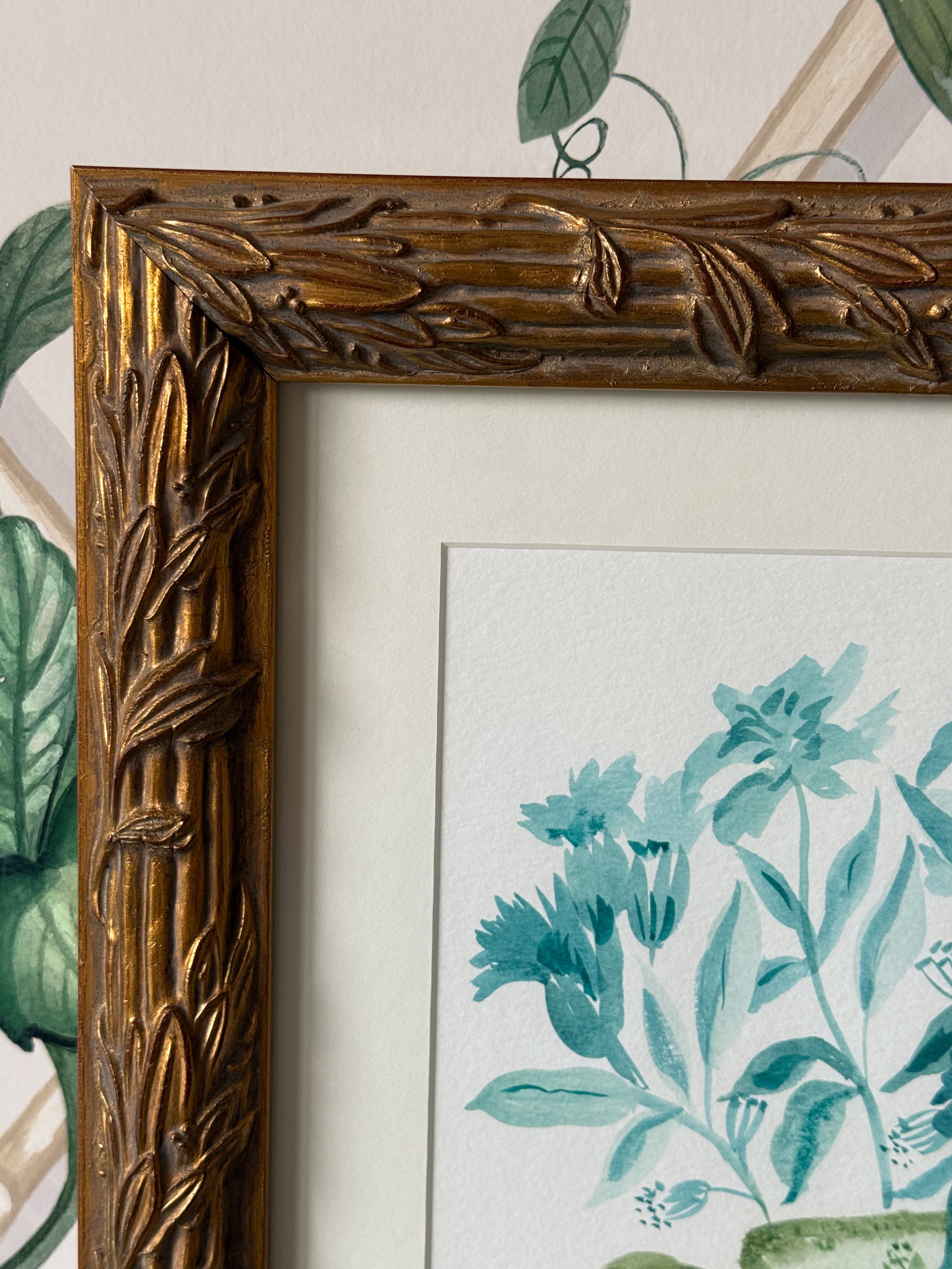 Framed Jackie O'Bosky Floral Vase Original Watercolor