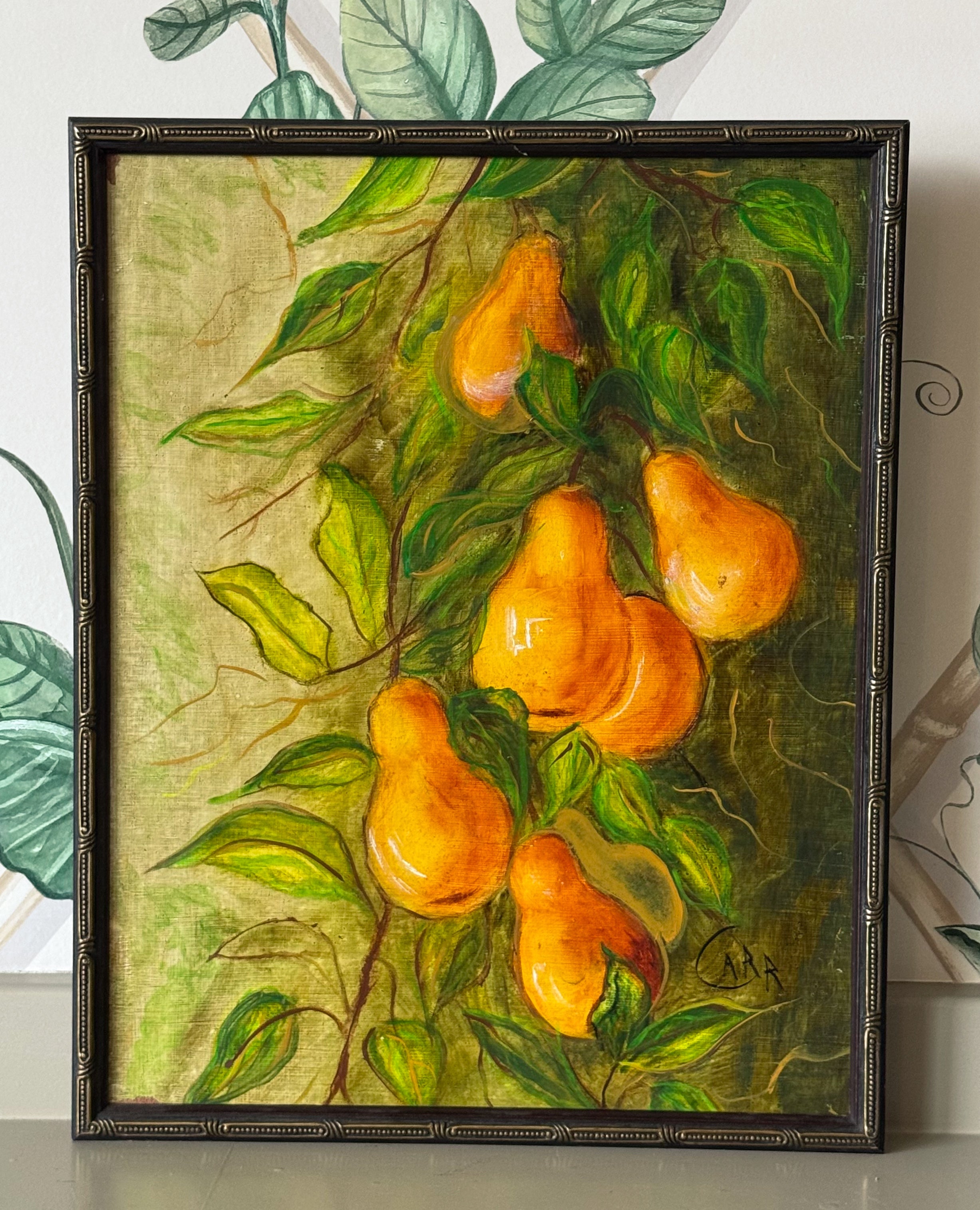 Framed Pear Original Painting