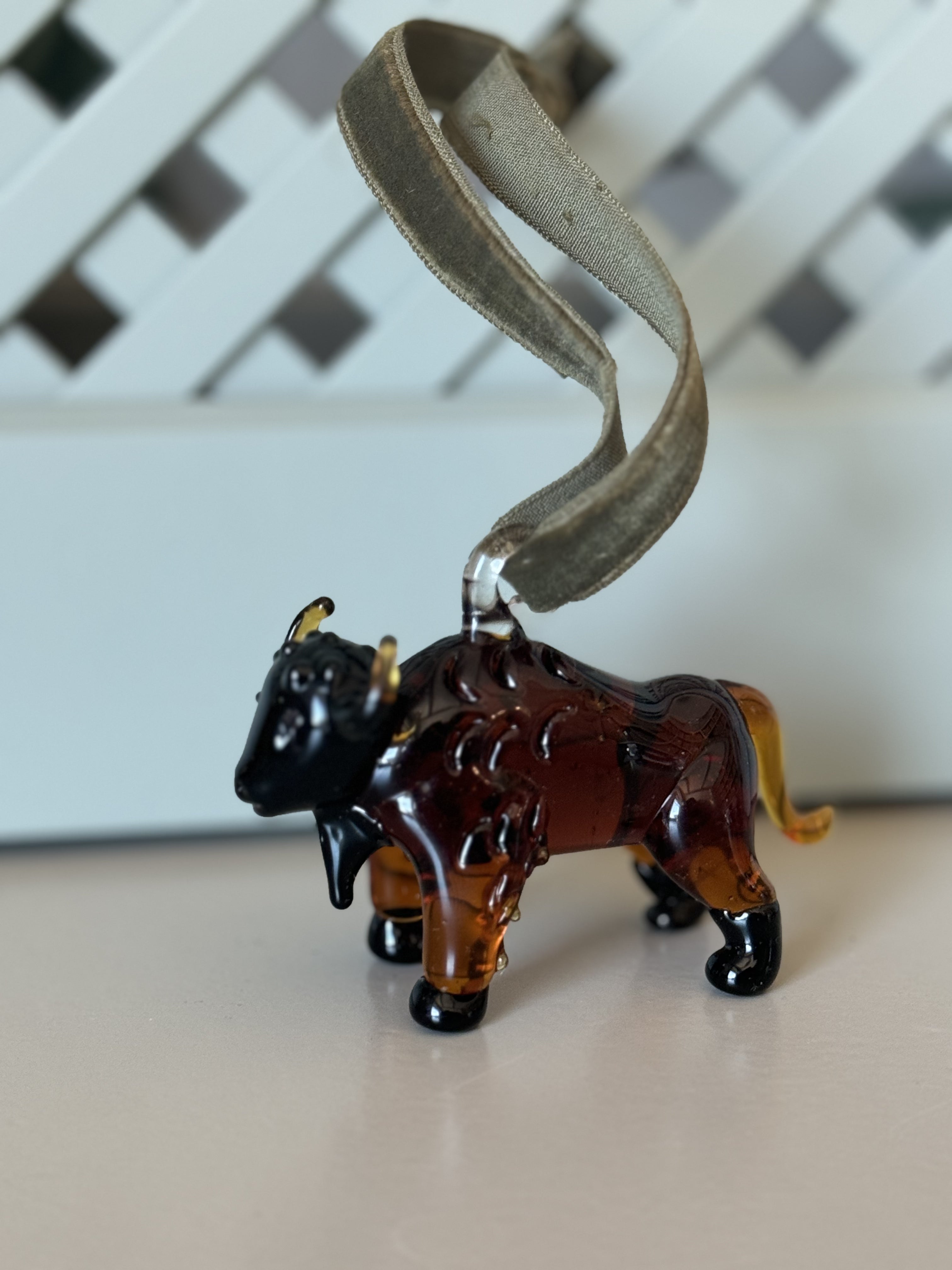 Bison, Blown Glass Ornament