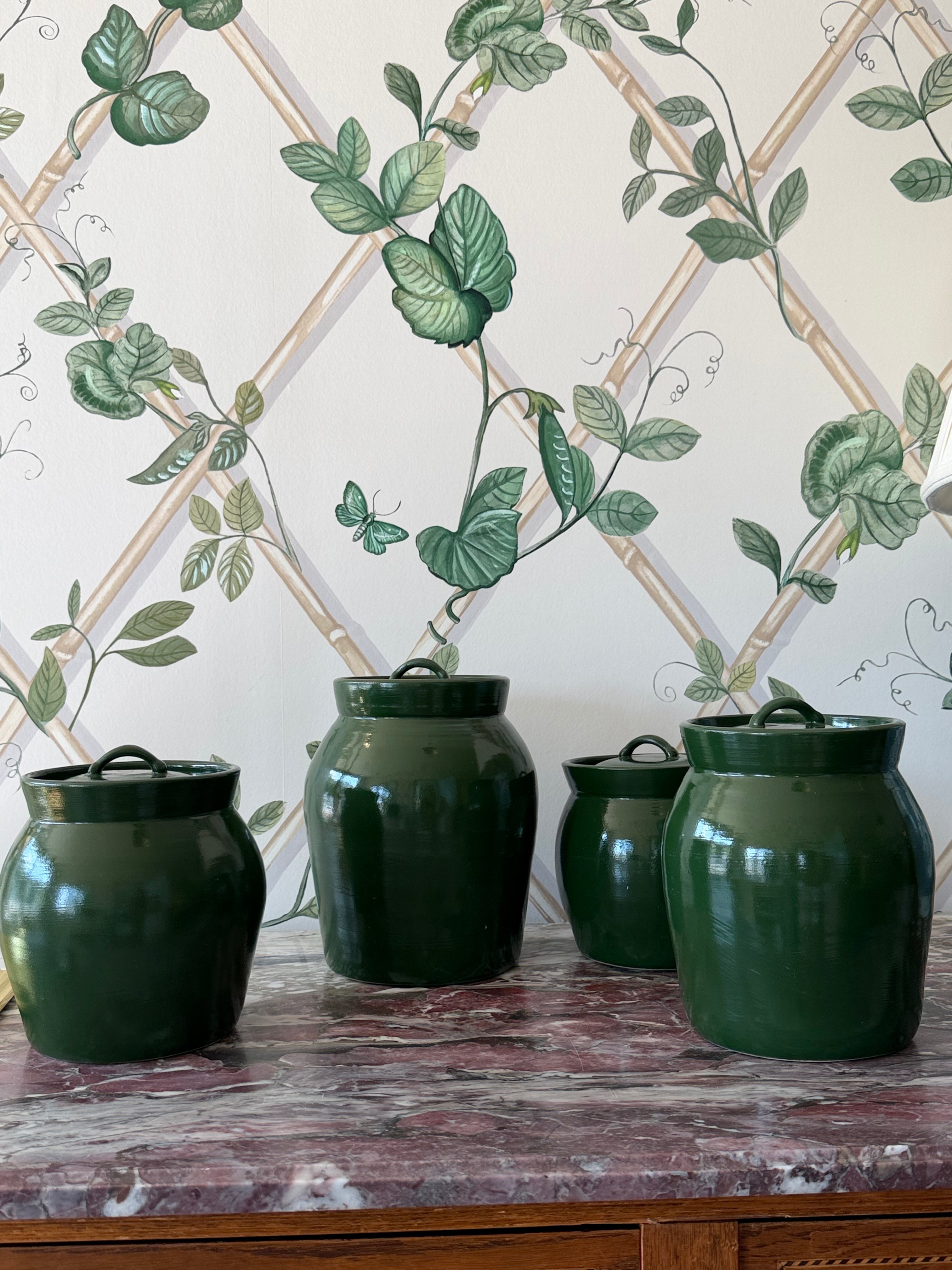Olive Green Pottery with Lid