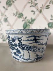 Blue & White Bird Basin Planter