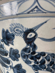 Blue & White Bird Basin Planter