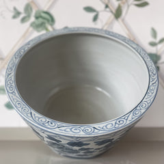 Blue & White Bird Basin Planter