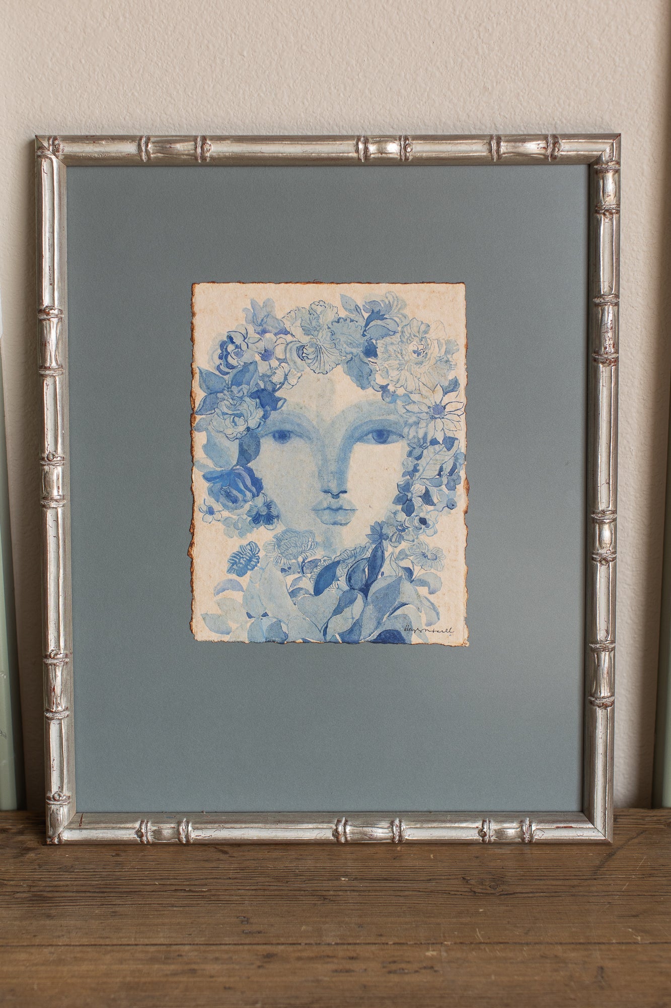 Blue Garden Muse Watercolor