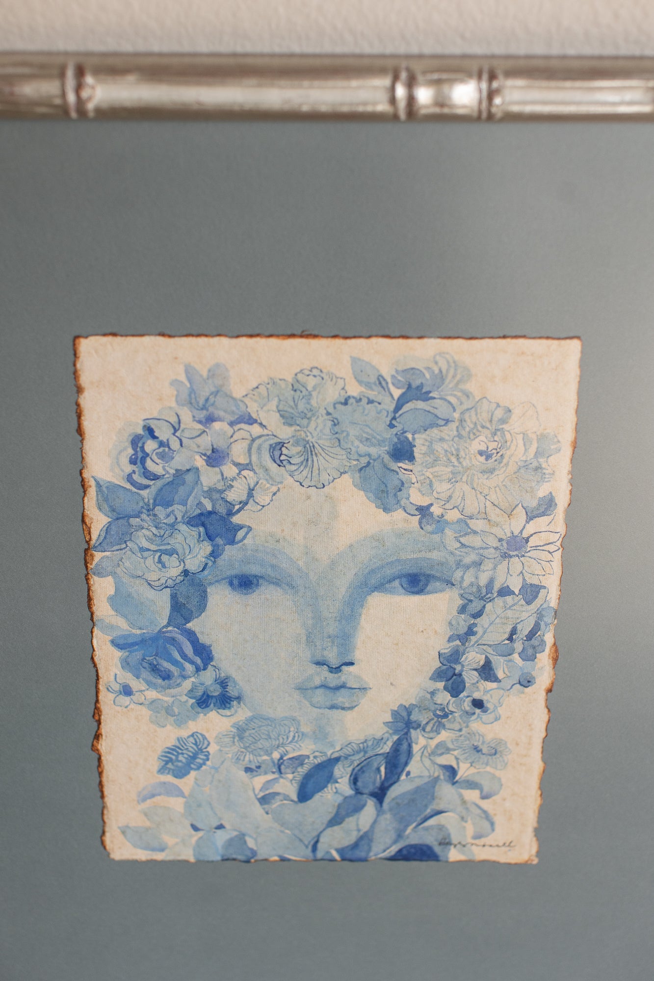 Blue Garden Muse Watercolor