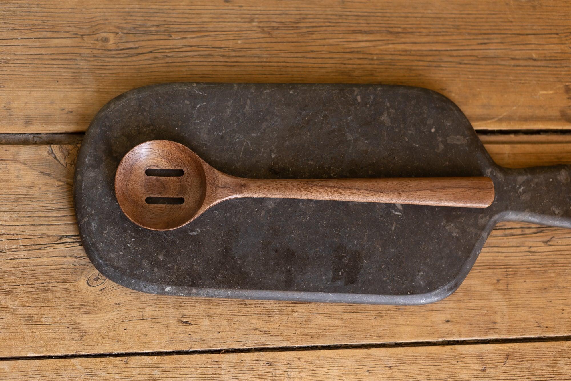 12'' Walnut Wooden Slotted Spoon