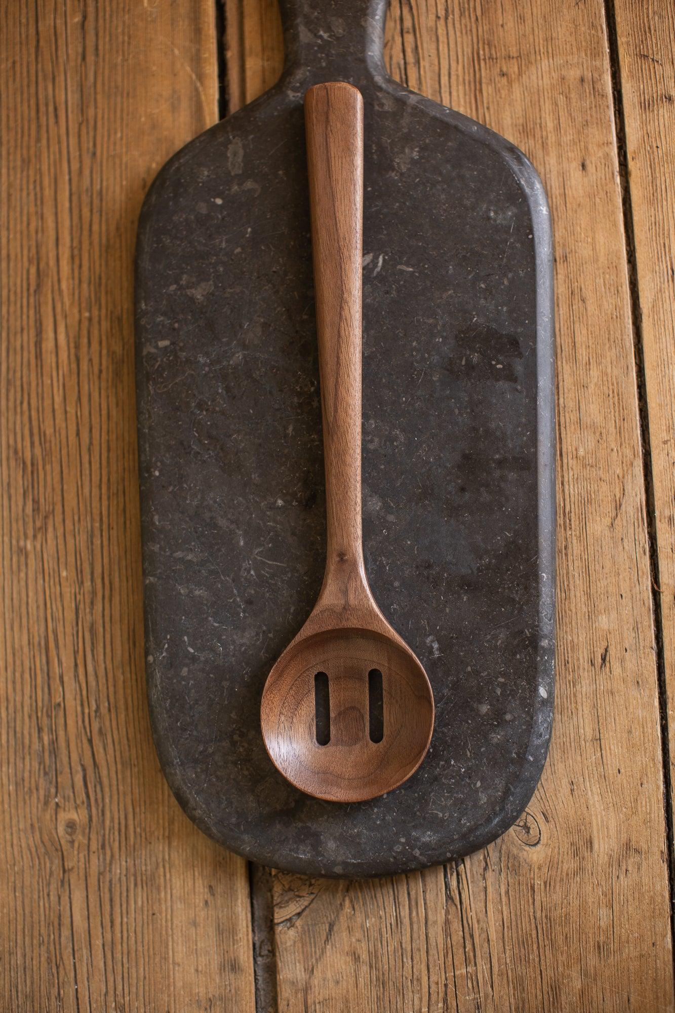 12'' Walnut Wooden Slotted Spoon