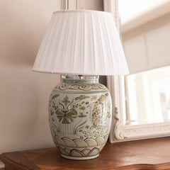 Black Fish Jar Lamp with Pleated Shade