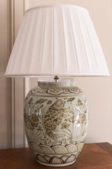Black Fish Jar Lamp with Pleated Shade