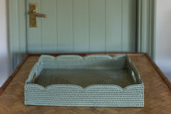 Green Rattan Scalloped Tray