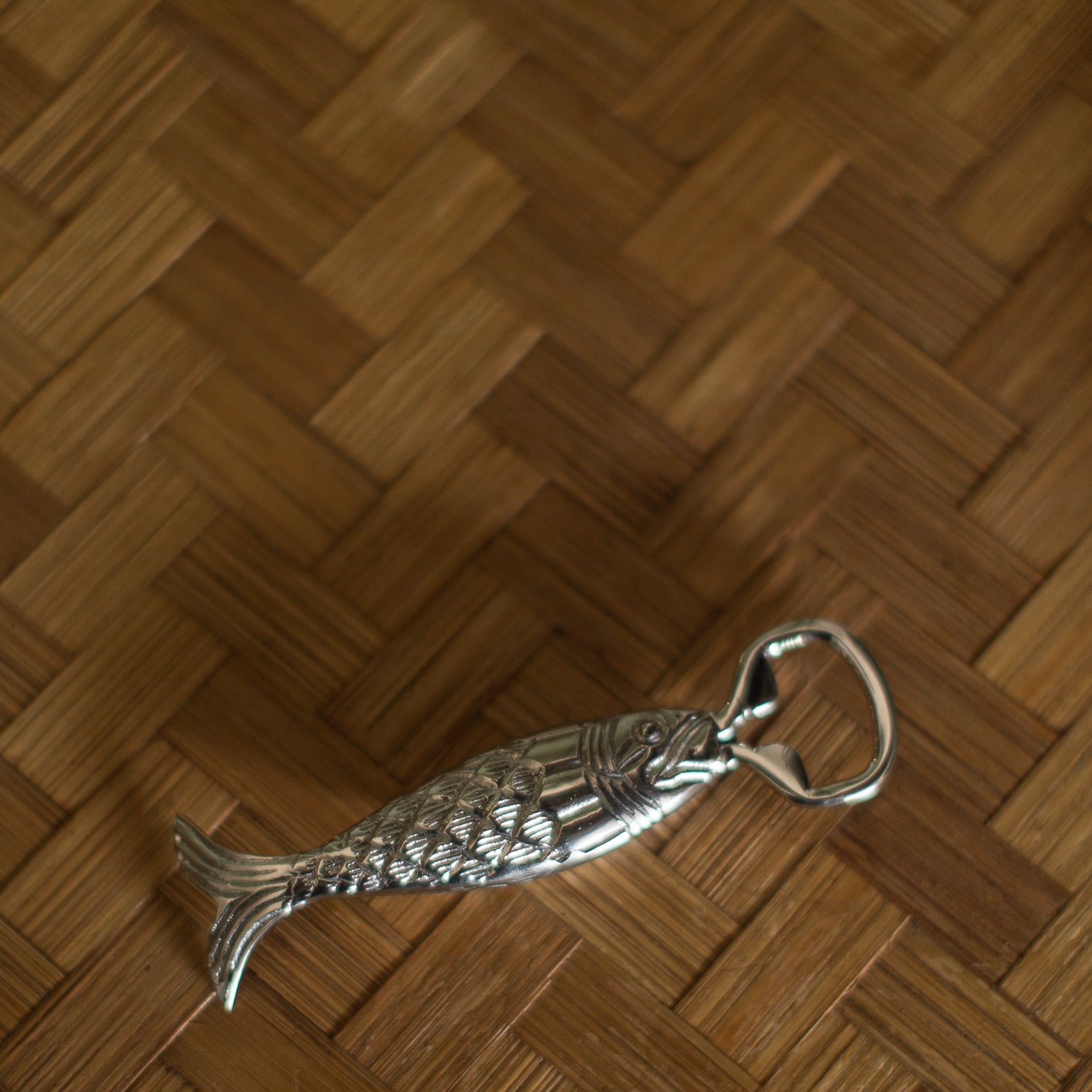 Fish Bottle Opener, Nickel-Plated Brass