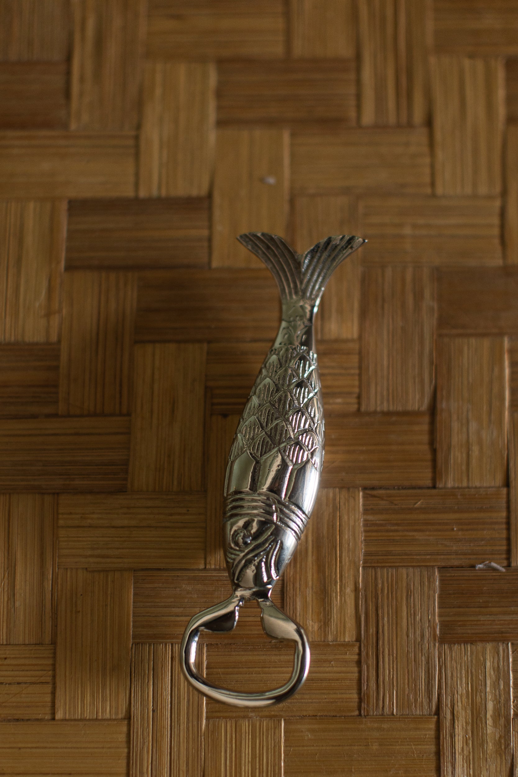 Fish Bottle Opener, Nickel-Plated Brass