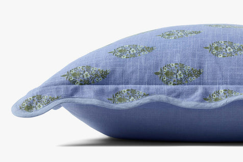 Periwinkle Block Print Pillow, 22"x22"