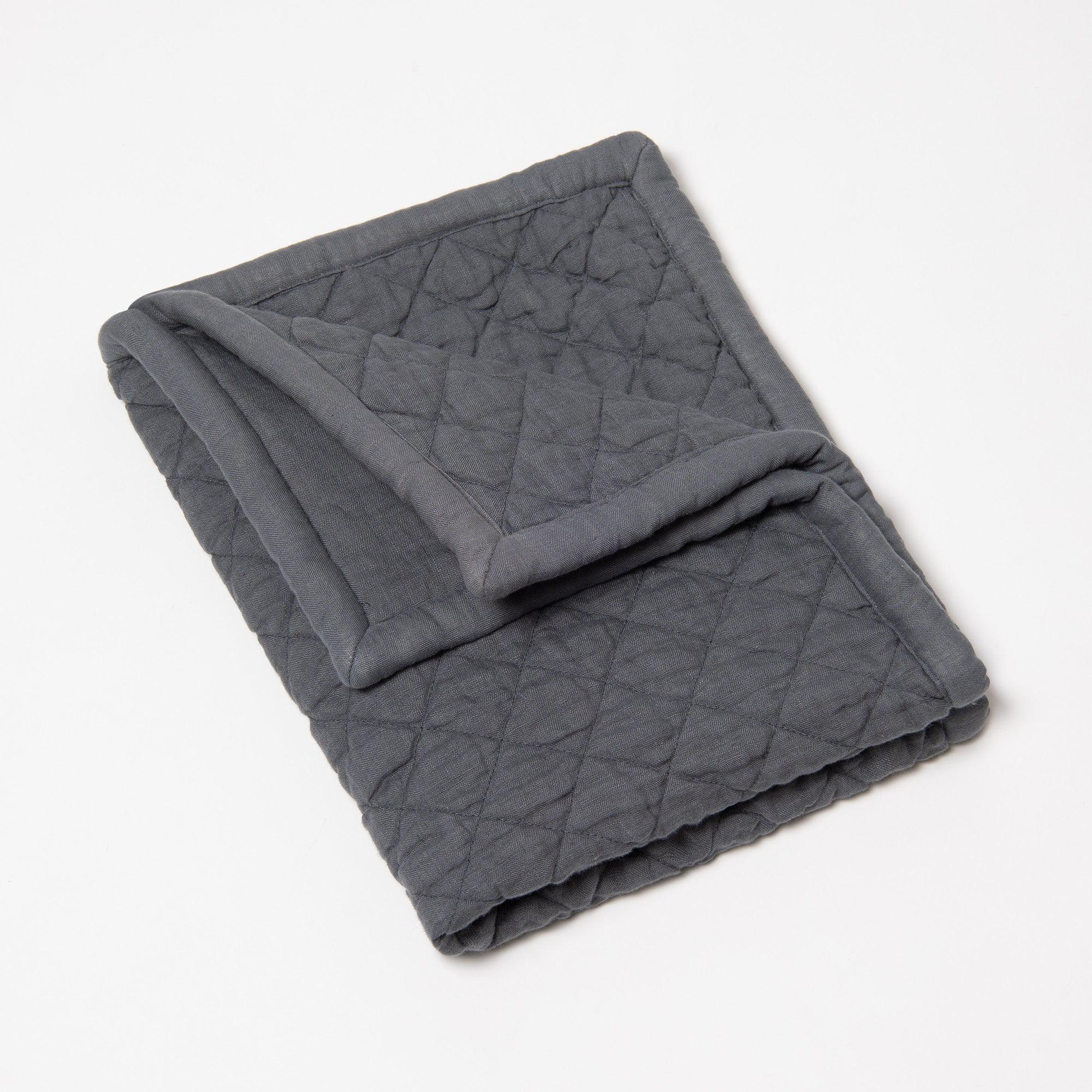 Dale Quilted Linen Bedding Collection, Steel Blue