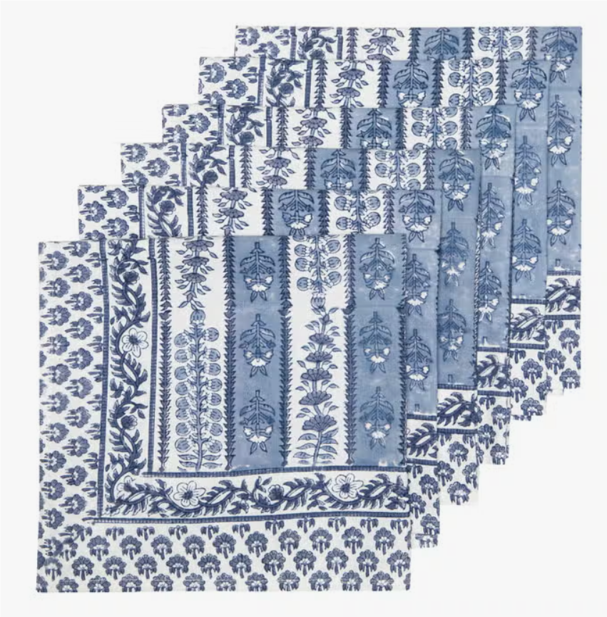 Avignon Blue Napkins, Set of 6