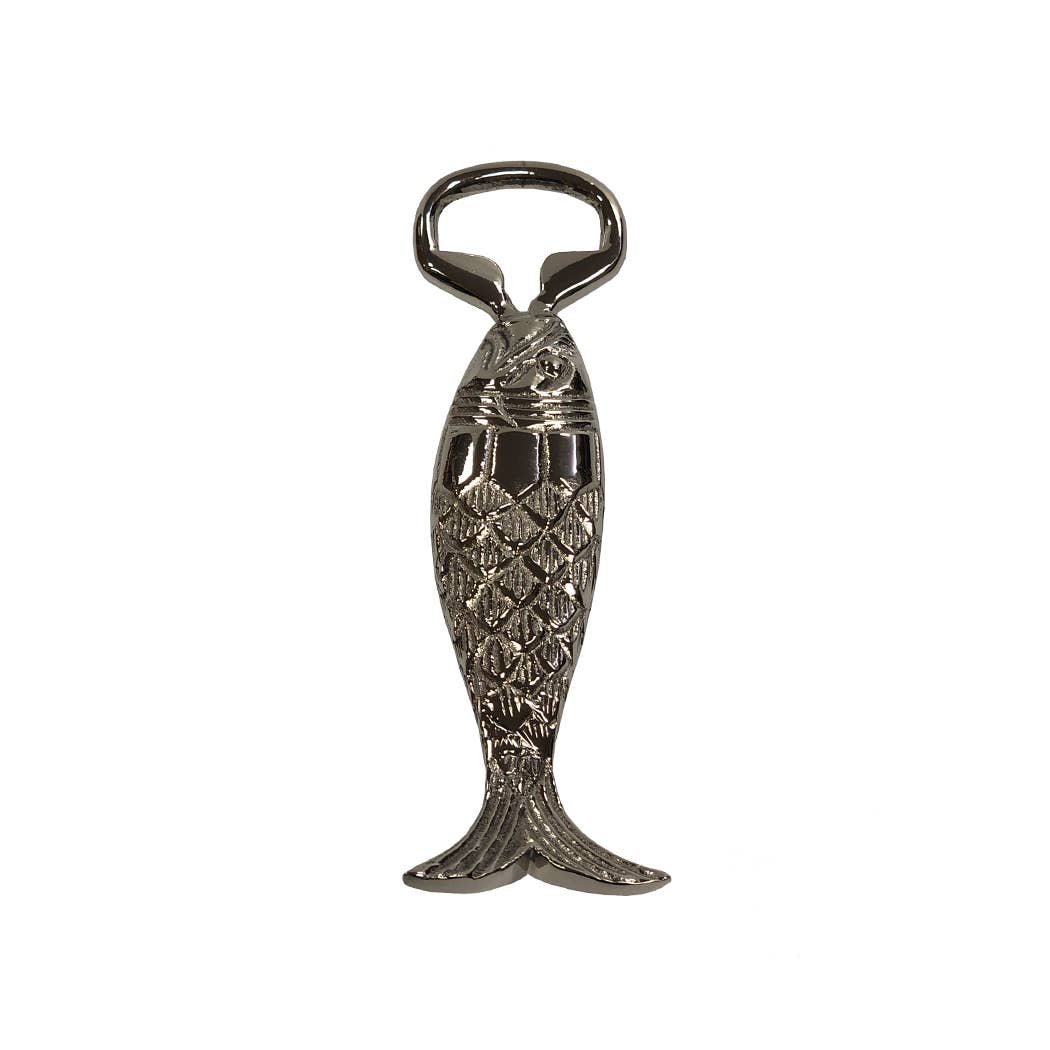 Fish Bottle Opener, Nickel-Plated Brass