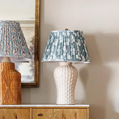 Green and White Flower Lampshade