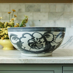 Oversized Twisted Flower Bowl, Black