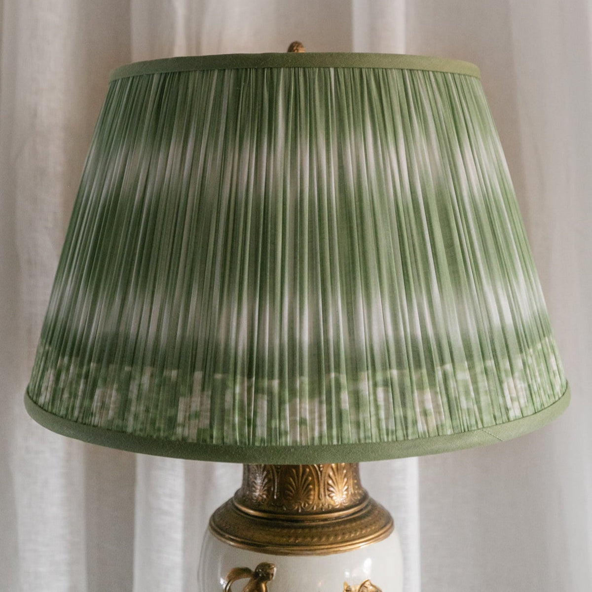 Green Ikat Shirred Lampshade