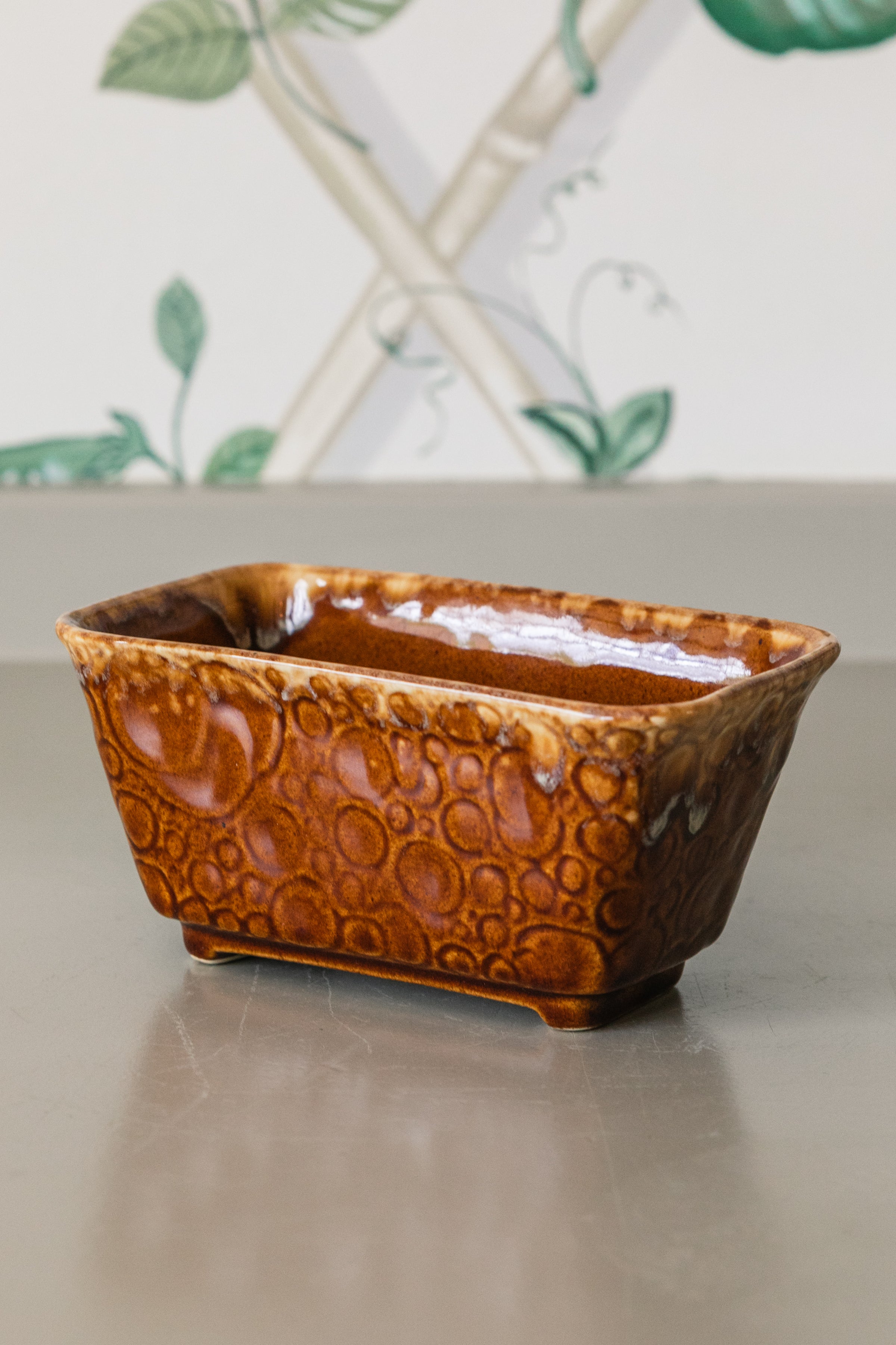 Brush Mccoy Spots Brown Rectangle Pot