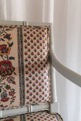 Bamboo Floral Stripe Arm Chairs, Pair