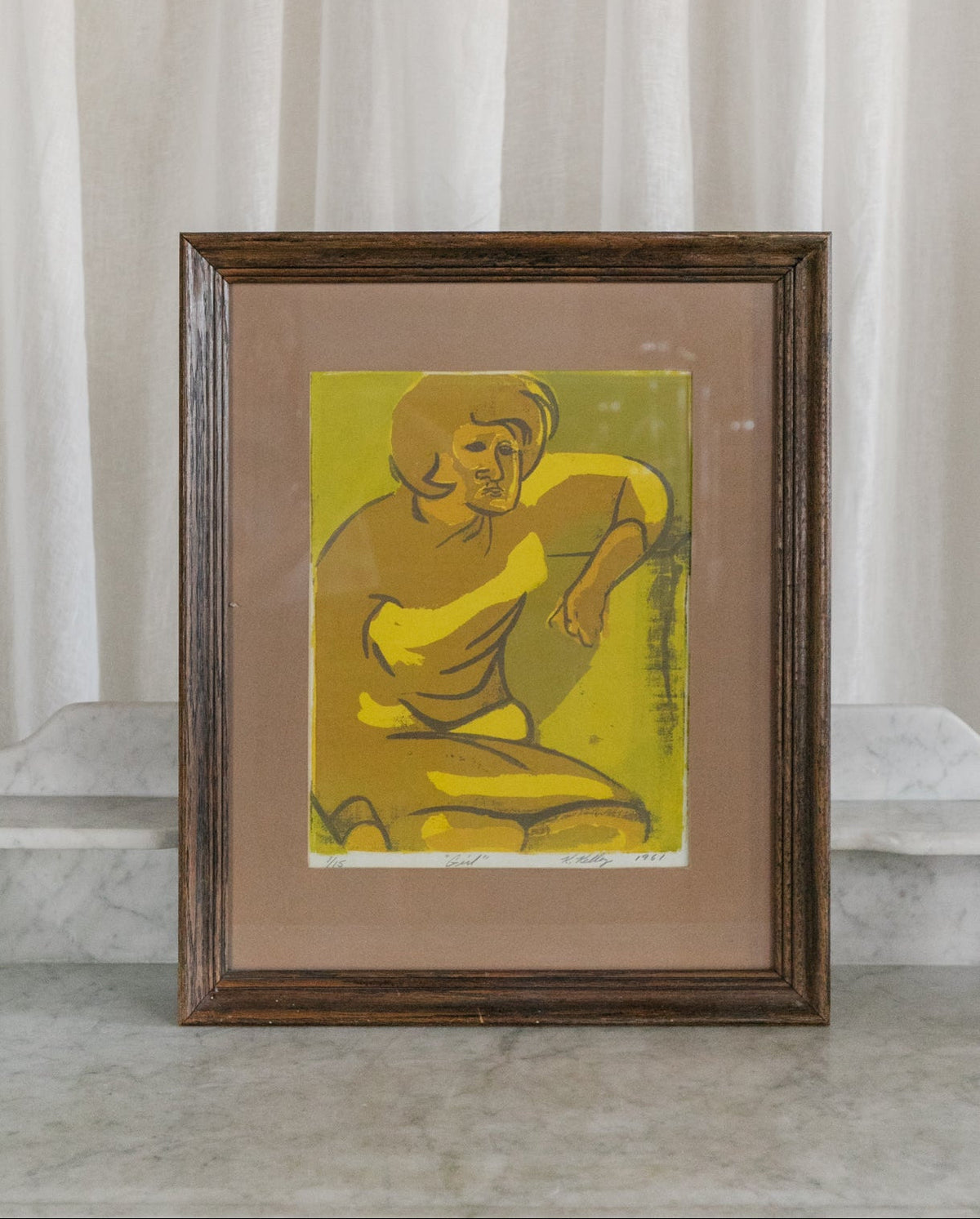 "Girl" Signed Print, Framed