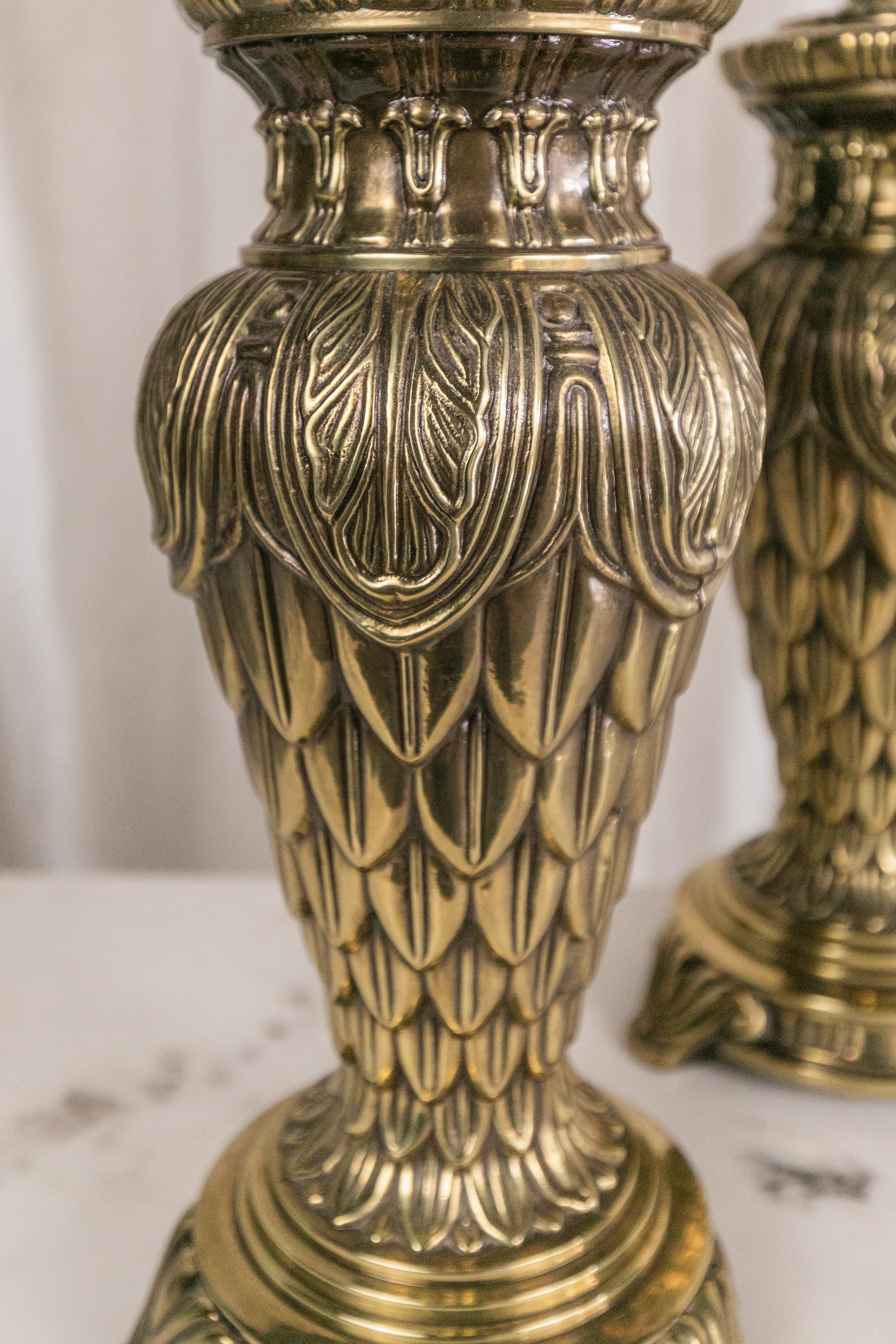 Heavy Brass Vintage Lamps, Pair