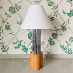 Chrome/Wood Midcentury Lamp
