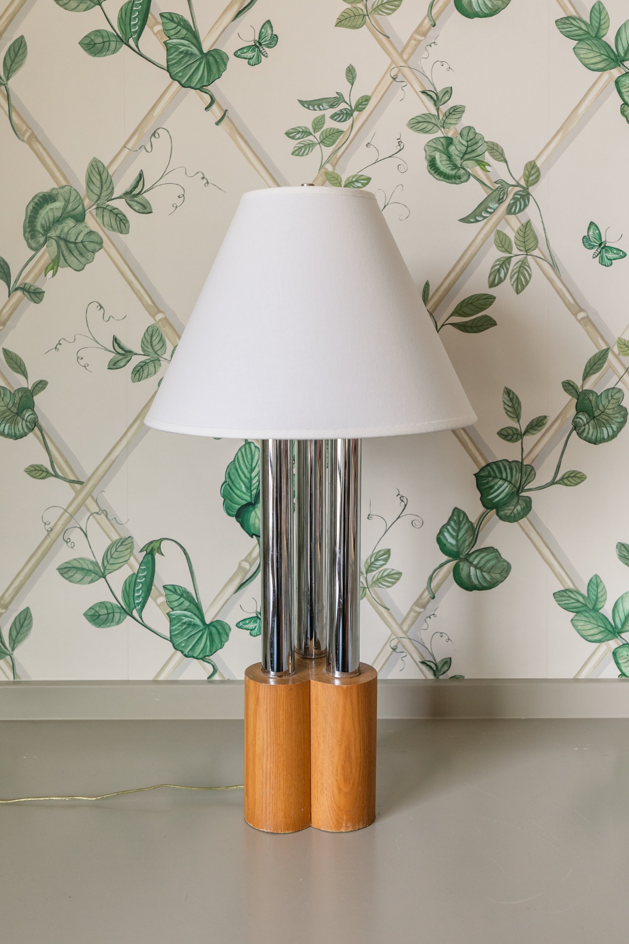 Chrome/Wood Midcentury Lamp