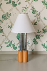 Chrome/Wood Midcentury Lamp