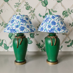 Pair of Green Tassel Lamps with Shades