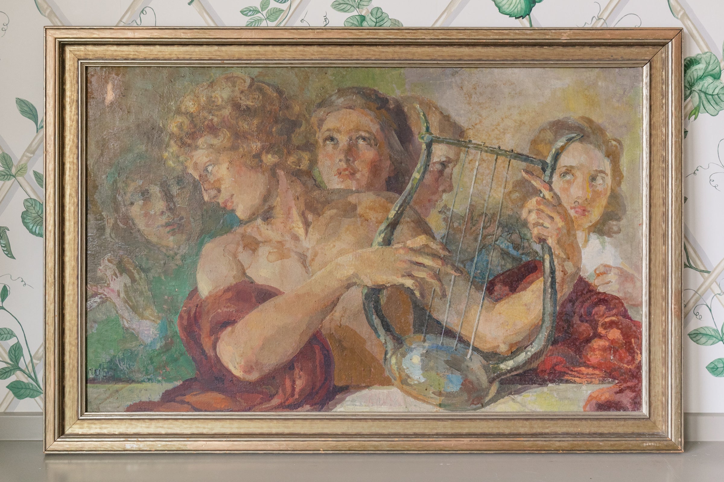 Large Framed Original Painting Greek Goddesses